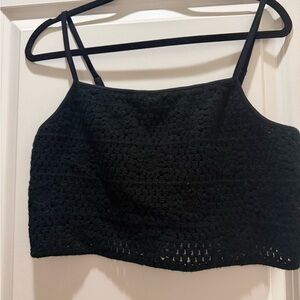 wild fable Black Crochet Crop Tank Top